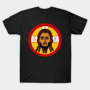 Icon of the Mandylion with red background T-Shirt